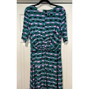 Donna Morgan Womens Artsy Asymmetrical Midi Dress Size 14 Fairy Whimsical‎ Event